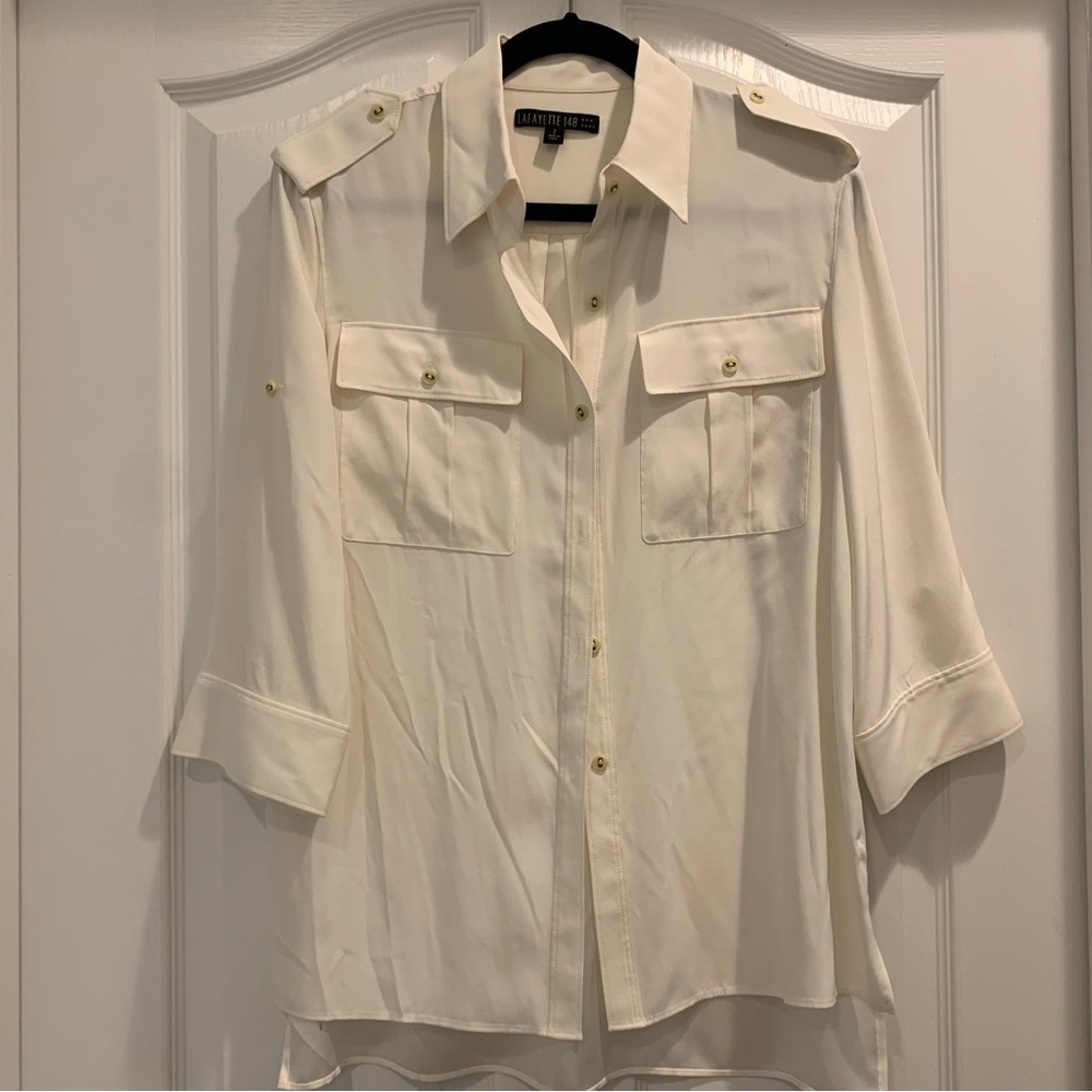 LAFAYETTE 148 cream colored blouse size 2